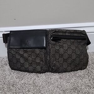 Vintage Gucci GG Canvas Leather Monogram Belt Bag Fanny Pack Waist Bag Bum Bag